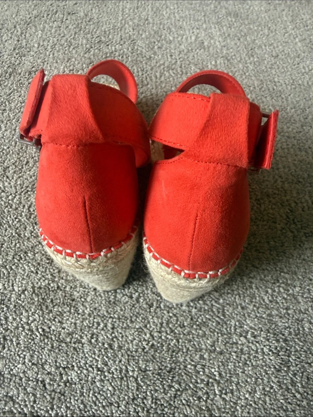 INC International Concepts Red Espadrille Wedge Sandals with Ankle Strap